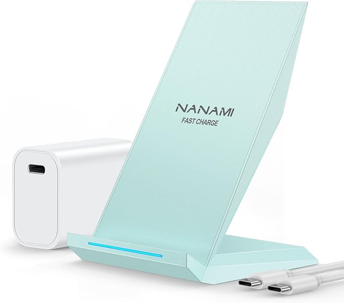 NANAMI Fast Wireless Charger, Charging Stand[with 20W PD Charger] Compatible with iPhone 17/16/15/14/13/12/12, Desktop Charger Stand for Samsung Galaxy S26/S26+/S25/S25+/S25 Ultra/S24/S23/S22/S21/S20