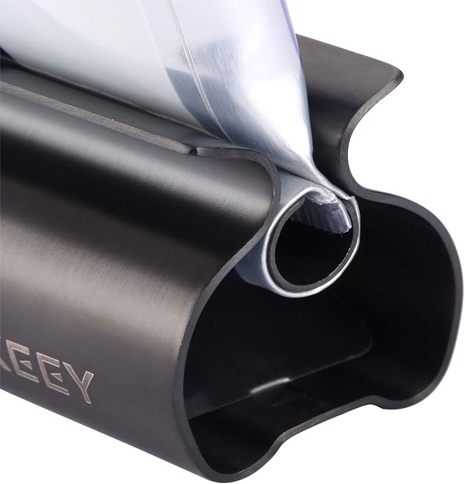 Toothpaste Tube Squeezer - Set of 3 Toothpaste Squeezer Rollers, Metal Toothpaste Tube Wringer Seat Holder Stand XYKEEY (Matt Black)