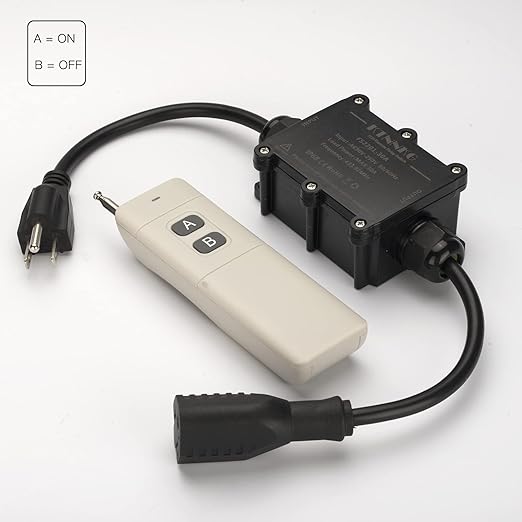 KTNNKG 20-30 amp Waterproof Remote Control Power Switch with Long Range Remote,Outdoor Weatherproof Smart Outlet,ac 90-250V