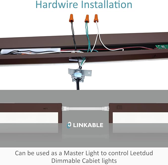 Leetdud Under Cabinet Lighting Motion Sensor Hardwired, 32 Inch 16W Dimmable, 5 CCT 2700/3000/3500/4000/5000K, Eyes Care Design Linkable Under Counter Lights for Kitchen, Sink, ETL Listed, Bronze