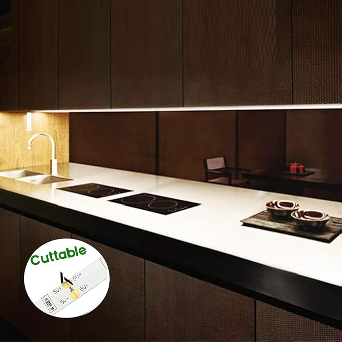 Motion Sensor Light Indoor, Closet Light Motion Sensored, Battery Operated Cabinet Led Strip Lights, 4000K White Under Cabinet Lighting, Led Lights for Bedroom, Kitchen, Stair, Shelf (3.2FT)