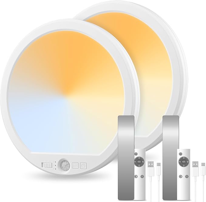 7" Rechargeable Motion Sensor Ceiling Light, 750LM Magnetic Wireless LED Light with Remote, IP44 Waterproof Battery Operated Ceiling Light for Closet Shower Stairs Hallway Garage Porch Pantry Patio