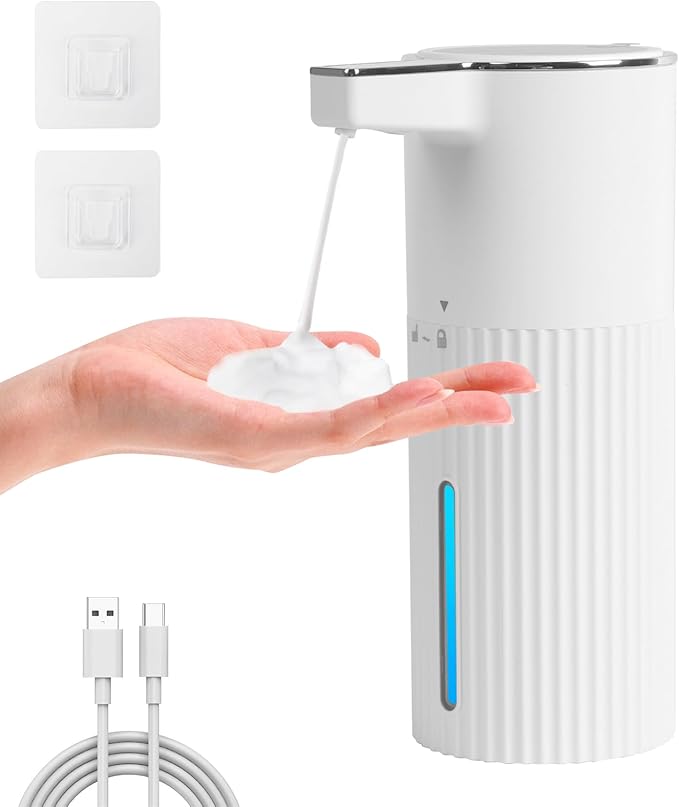 Automatic Foaming Soap Dispenser, 13.52oz/400ml Rechargeable Touchless Smart Foam Soap Dispenser, Hand Dish Soap Dispensers for Bathroom & Kitchen - Wall Mounted, 4 Adjustable Level, IPX5 Waterproof