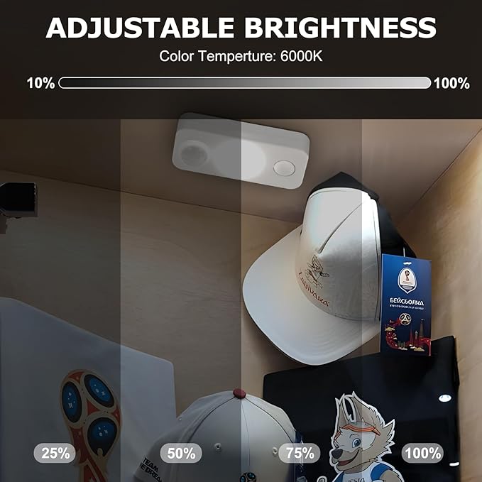 NIEGNOWOO LED Motion Sensor Puck Lights, Rechargeable Cabinet Lights, Stick on Wireless LED Night Light for Closet, Drawer, Shelf, Under Cabinet, Daylight White 8Pack, USB Charging Cord Included