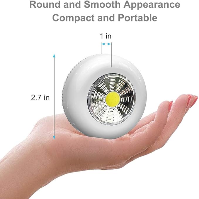 Tap Light 6 Pack Portable LED Puck Touch Night Lights - Battery Operated Under Cabinet Lighting for Kitchen, Closet, Classroom, Indoor & Outdoor