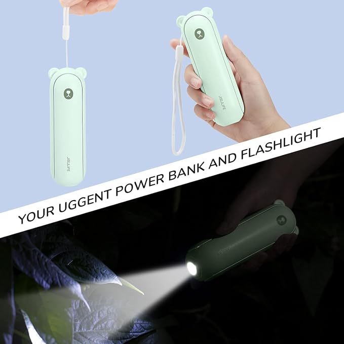 JISULIFE Handheld Fan 8 Plus: All-in-One Mini Fan with 37Hrs Cooling & 4500mAh PowerBank & Flashlight, USB Rechargeable, Portable Pocket Size for Travel, Makeup, Concert, Gifts for Women(Green)