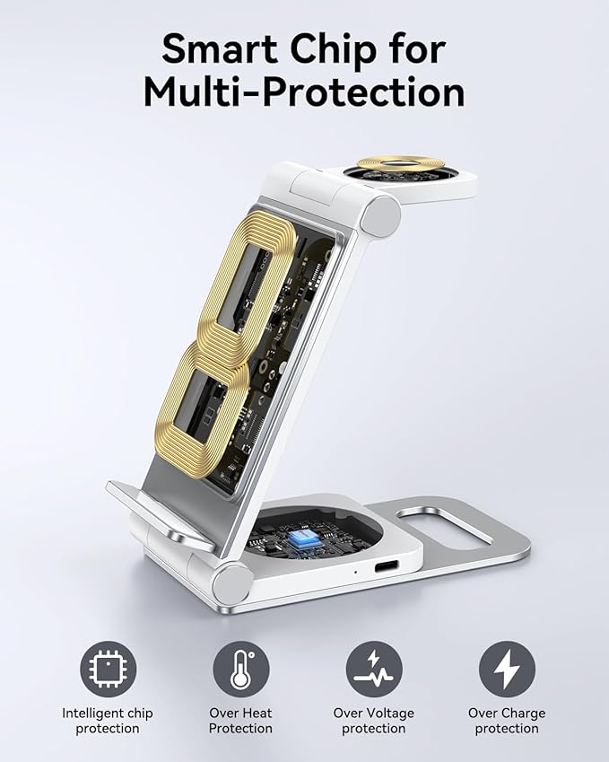 Wireless Charger for Samsung 3 in 1 Wireless Charging Station Foldable Wireless Charger Stand for Samsung S26 S25 Ultra S24 S23 S22 S21 / Z Flip/Z Fold Series for Galaxy Watch 8/7/6/5/4/ Galaxy Buds