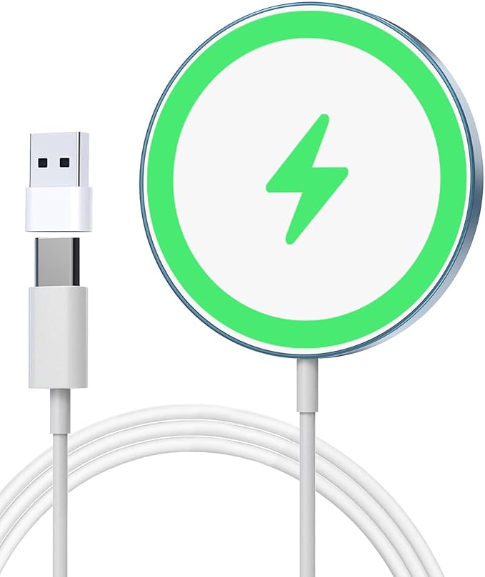 for MagSafe Charger, Magnetic Wireless Charging Pad for iPhone 17/17 Pro/17 Pro Max/Air/16 15 14 13 12 Pro Max Plus mini & AirPods 2 3 Pro, Strong Magnet, Aluminum Alloy, USB-C/A Ports(Blue)