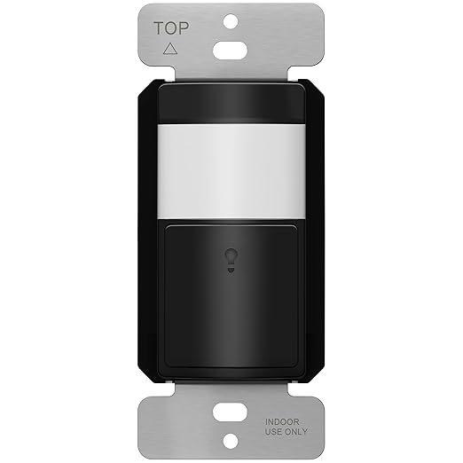 TOPGREENER PIR Motion Sensor Light Switch, Occupancy & Vacancy Motion Sensor Switch, 𝐎𝐩𝐞𝐫𝐚𝐛𝐥𝐞 𝐖𝐢𝐭𝐡𝐨𝐮𝐭 𝐆𝐫𝐨𝐮𝐧𝐝 𝐖𝐢𝐫𝐞, No Neutral Wire, Single Pole, TDOS5-HL-BK, Black