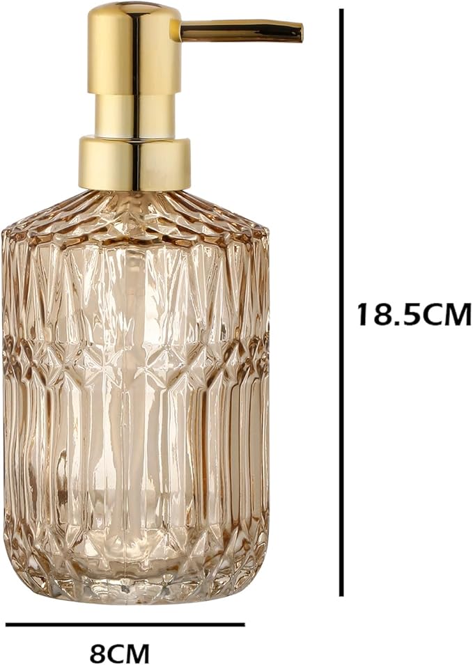 YunNasi Soap Dispenser with Pump, Refillable Liquid Hand Soap Dish Soap Dispensers for Bathroom Counter, Kitchen Sink (Amber)