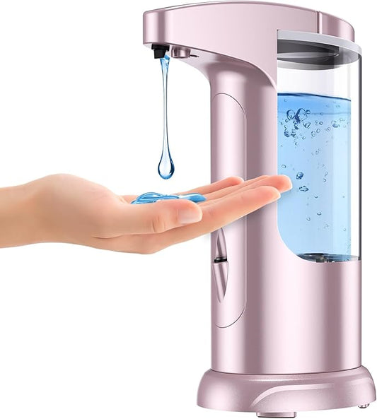 12.5 oz Automatic Liquid Soap Dispenser, Touch-Free Battery Operated Adjustable Soap Dispensing, Volume Premium for Kitchen Bathroom Toilet (Pink)
