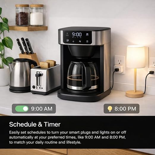 Compact Smart Plug, Works with Alexa & Google Assistant, Smart Life App & Voice Control, Energy Monitoring, Timer Scheduling, No Hub Required, App Remote Control, 2.4 GHz WiFi Outlet, 4-Pack
