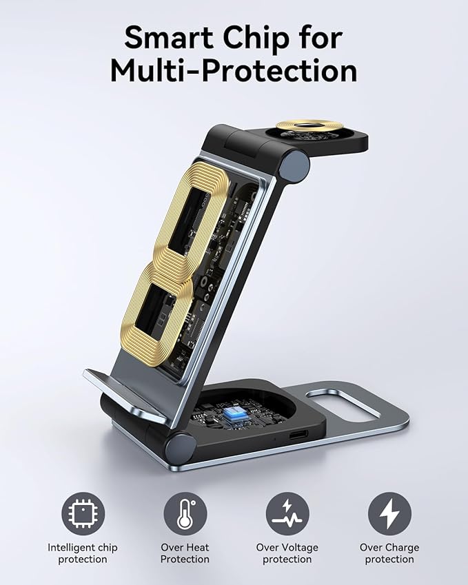 Wireless Charger for Samsung 3 in 1 Wireless Charging Station Foldable Wireless Charger Stand for Samsung S26 S25 Ultra S24 S23 S22 S21 / Z Flip/Z Fold Series for Galaxy Watch 8/7/6/5/4/ Galaxy Buds