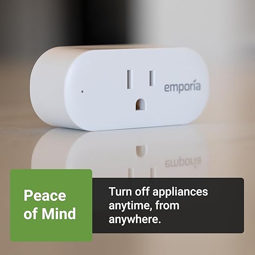 Emporia Energy Monitoring Smart Plug, WiFi Smart Outlet Plug Works with Alexa and Google Home - 15a WiFi Outlet with Timer, Mobile App, Home Energy Monitor, Scheduling - 2.4ghz WiFi Only (1 Pack)