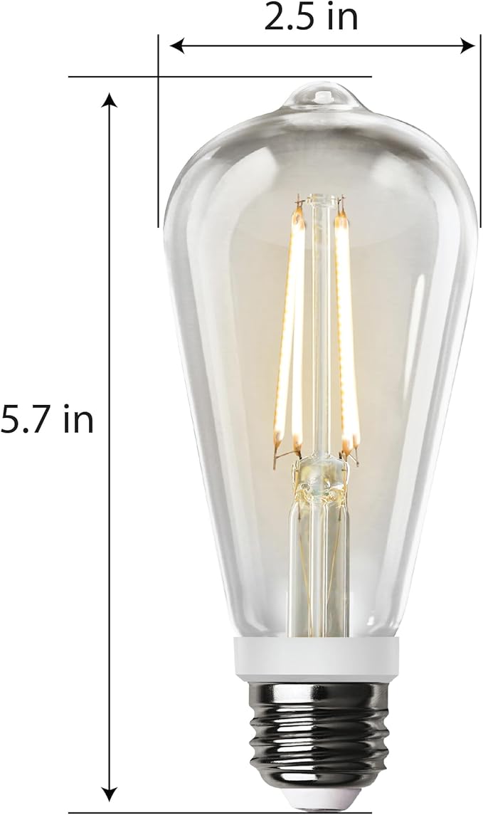 Feit Electric Indoor/Outdoor and Non-Dimmable LED Bulb with Exposed Filament and Motion Sensor Activation (Works in the Dark Only) ST19 on E26 Base, 60W Equiv, 5000K, Daylight - ST19CL950CA/MM/FILED