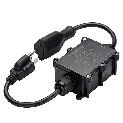 KTNNKG 20-30 amp Waterproof Remote Control Power Switch with Long Range Remote,Outdoor Weatherproof Smart Outlet,ac 90-250V