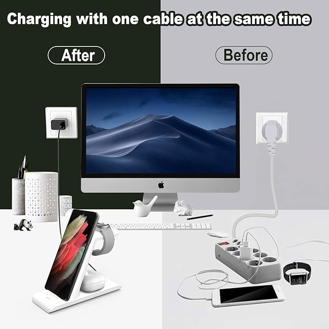 Wireless Charging Station for Samsung Wireless Charger Galaxy S26 Ultra/S25/S24/S23/S22/Note20 Z Fold Flip7 Galaxy Watch 8/7/6/5/4/3 Active 2/1 Stand Galaxy Buds4/4 Pro/3/2 Pro/Live Multiple Devices