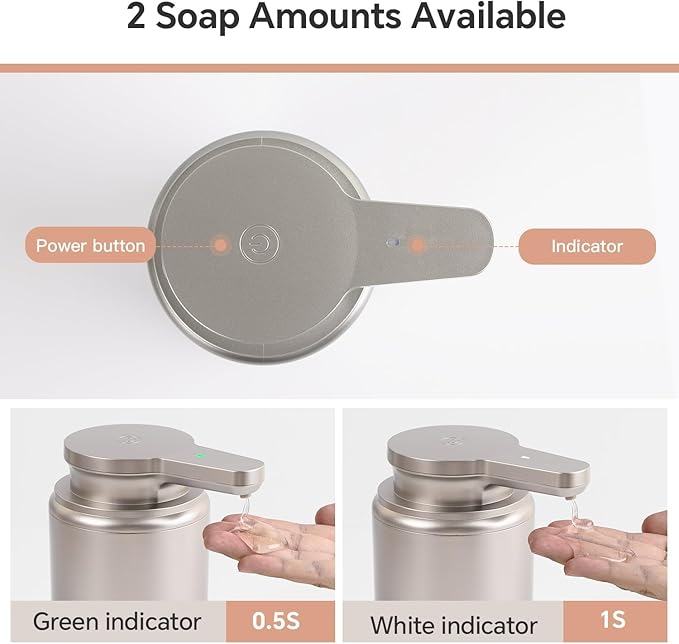 LAOPAO Automatic Soap Dispenser, Liquid Hand Soap Dispenser for Bathroom Kitchen Rechargeable Touchless Hand Soap Pump, 10oz
