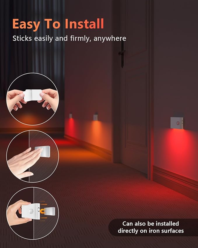 WILLED Motion Sensor Night Light, RGB & Warm White Stair Lights Indoor, Rechargeable Color Changing Night Light, Wireless Motion Sensor Light Indoor for Stair,Hallway,Bathroom,Cabinet,Kitchen,10 Pack