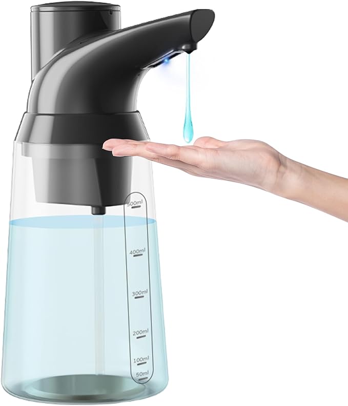 Adjustable Automatic Soap Dispenser Touchless, 4 Adjustable Levels，Battery Powered Operated Sensor Liquid Soap Pump，Touch-Free Hand Sanitizer Dispenser