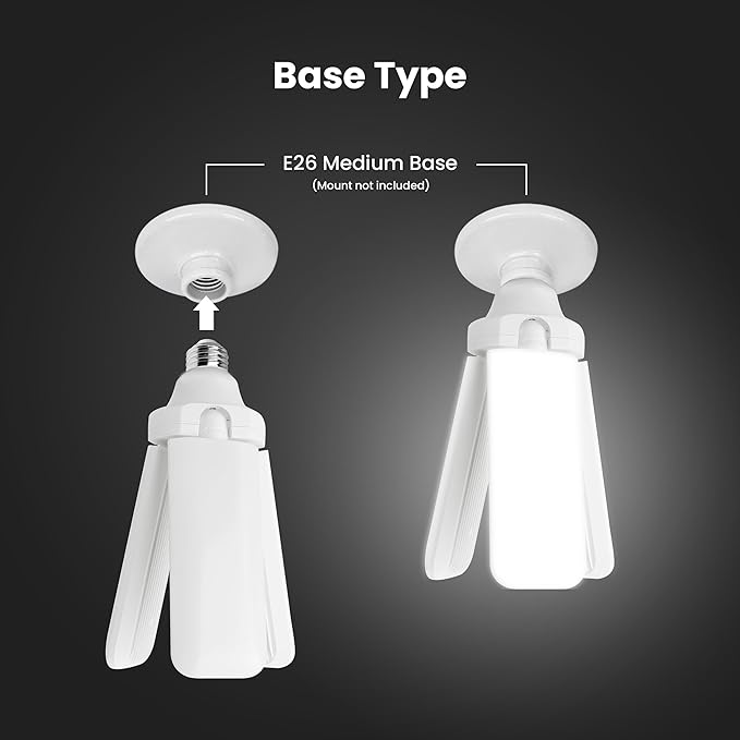 Feit Electric LED Garage Light, Multiple Adjustable Panels, E26 Base, Ideal for Garage, Workshop, Shed, 25,000-Hour Lifetime