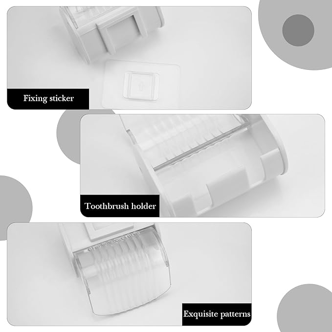 1 Pack Toothbrush Holder Wall Mounted with Cover for Bathroom, 2 Slots Toothbrush Storage Organizer for Shower, Self Adhesive Toothbrush Hanger (White)