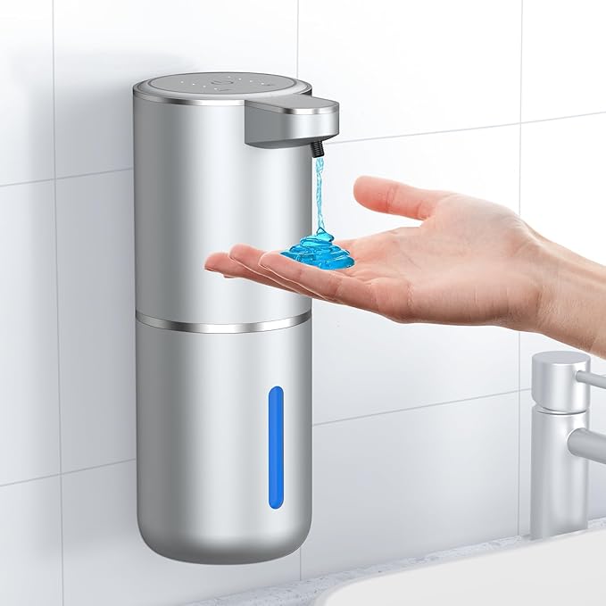 Fantictas Automatic Soap Dispenser Touchless Automatic Liquid Soap Dispenser 4 Adjustable 1500mAh Soap Dispensing Levels Wall Mount for Kitchen and Bathroom