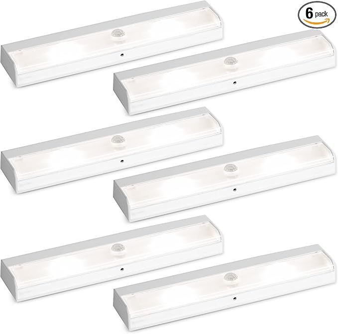 Brilliant Evolution Wireless LED Stair Lights 6 Pack - LED Motion Sensor Light - Closet Battery-Operated Lights - Stick-On Motion-Activated Indoor Step Light - Motion Night Lighting