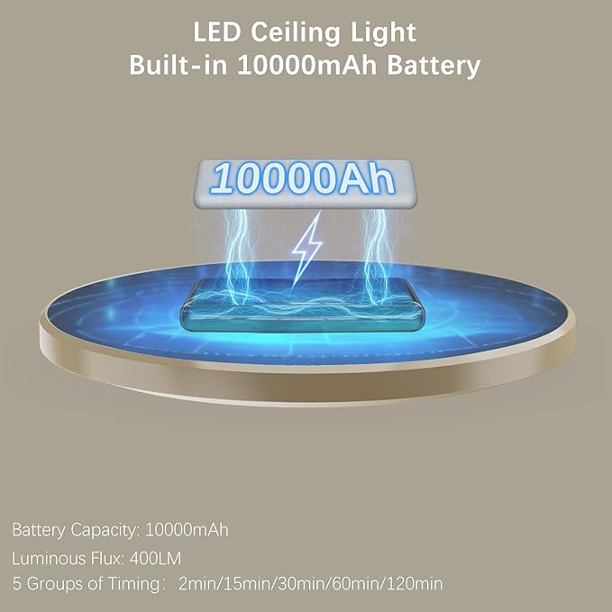 Battery Operated LED Celling Lights Fixture with Auto Motion Sensor, Smart Body Sensor Ceiling-mounted Lamps with 3 Colors/Brightness, Motion Detection Magnetic Celling Lights for Closet Shower-Gold