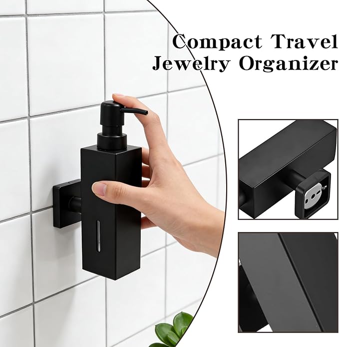 Black Soap Dispenser, Wall-Mounted 304 Stainless Steel Liquid Soap Dispenser for Kitchen and Bathroom