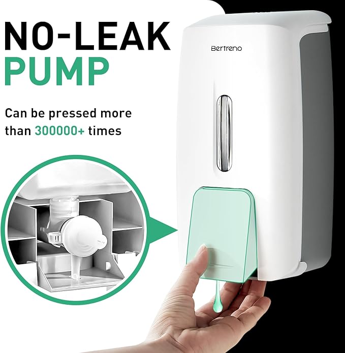 Commercial Soap Dispenser Wall Mount Manual Pump Hand Soap Dispenser 800ml Gel Liquid Hand Sanitizer Dispenser Self Adhesive for Home Bathroom (White)