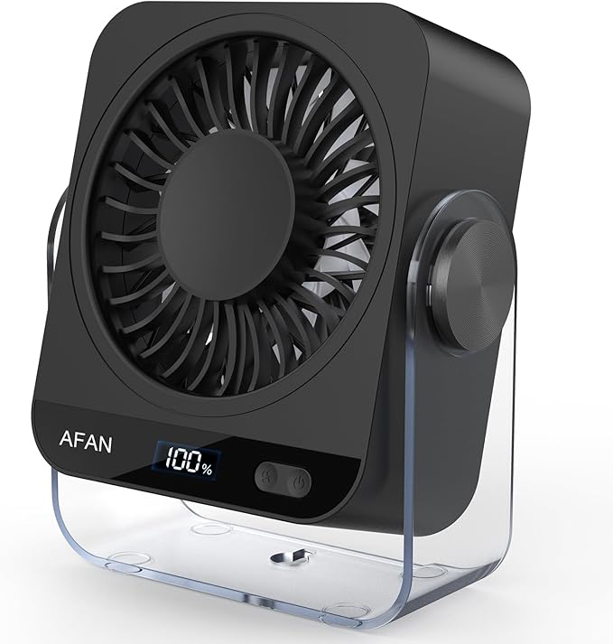 Rechargeable USB Desk Fan - 199 Speeds, 5000mAh 18-Hour Battery, 120° Adjustable Tilt, Small Quiet Table Fan Portable Desktop Fans for Bedroom Home Office Camping Travel Essentials (Black)