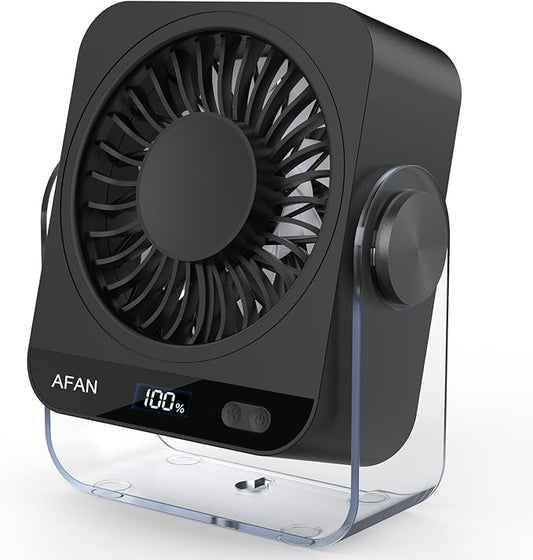 Rechargeable USB Desk Fan - 199 Speeds, 5000mAh 18-Hour Battery, 120° Adjustable Tilt, Small Quiet Table Fan Portable Desktop Fans for Bedroom Home Office Camping Travel Essentials (Black)