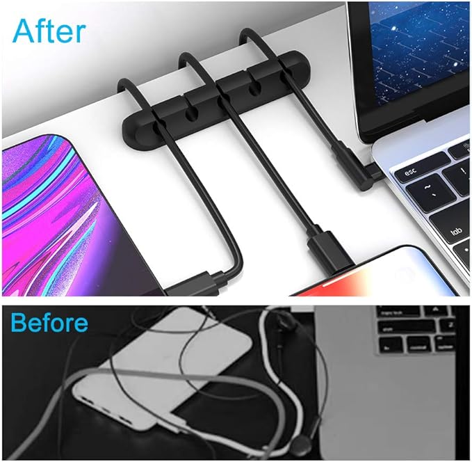 Cable Clips, INCHOR Cable Organizer Cord Holder for Desk, Charging Cable Holder Cord Clips, Nightstand Cord Organizer Cable Management Wire Clip (7, 5, 3 Slots)