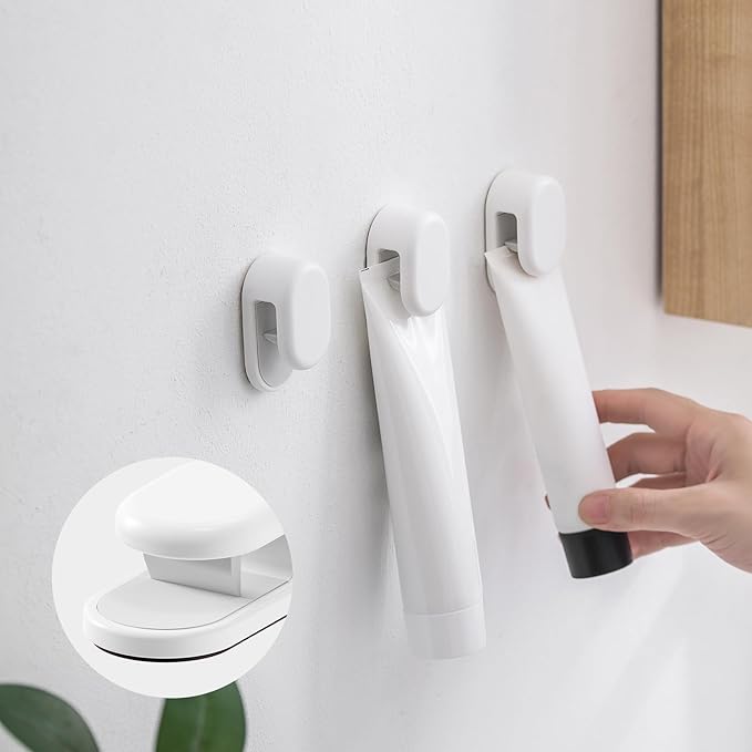 BEZOX Toothpaste Holder Wall Mount Tube Hook – Face Cream Tubes Hanger Wall Mounted Tooth Paste Organizers Gripper, 1 PCS