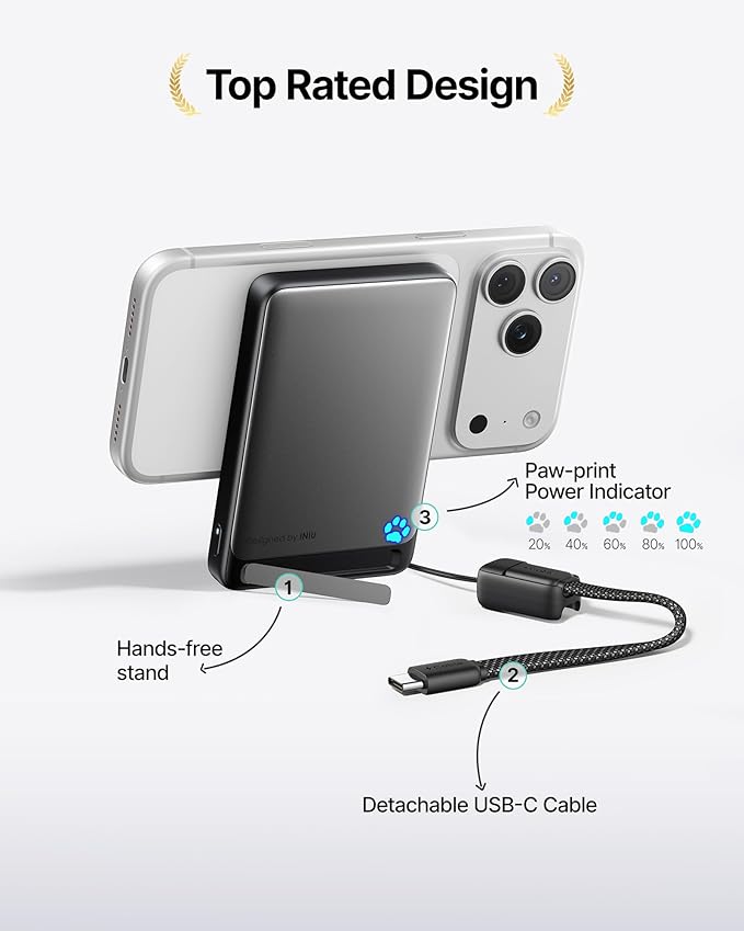 INIU for MagSafe Slimmest Portable Charger, Original Qi2 Certified Wireless Fast Charging, 10000mAh 45W Power Bank with USB C Cable, Flight-Safe Battery Pack for iPhone 17-12 Series, Blue