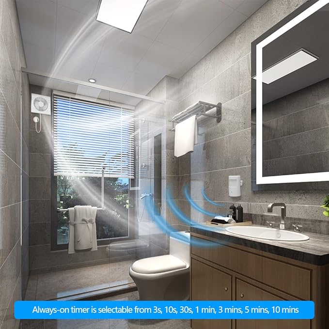 Plug-in Wireless Motion Activated Light Control, No Wiring, 130 Ft RF Range, Adjustable Detection Range, Always-on Timer and Light Sensor, Motion Detector and Plug Set
