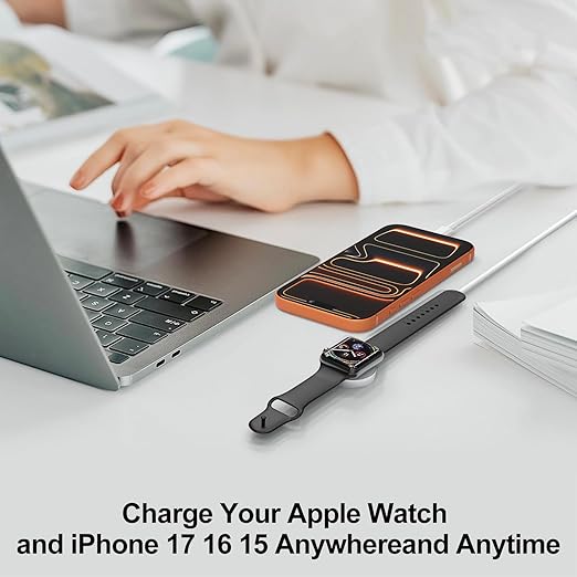 for 2 in 1 USB C Apple Watch Charger, iWatch Fast Charging Cable Cord 6ft and iPhone Type C Wall Charger Plug Block for Apple Watch Series Ultra/11/10/9/8/7/SE/6/5/4/3/2/iPhone 17 16 15 Pro Max/Plus
