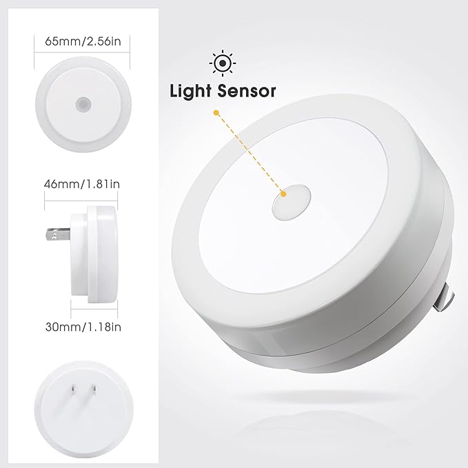 Briignite Night Lights Plug into Wall, [4Pack], Nightlight with Light Sensors, LED Night Lights for Kids Room, Baby Night Light, Bathroom Night Light, Stair Lights, Hallway Light, Cool White