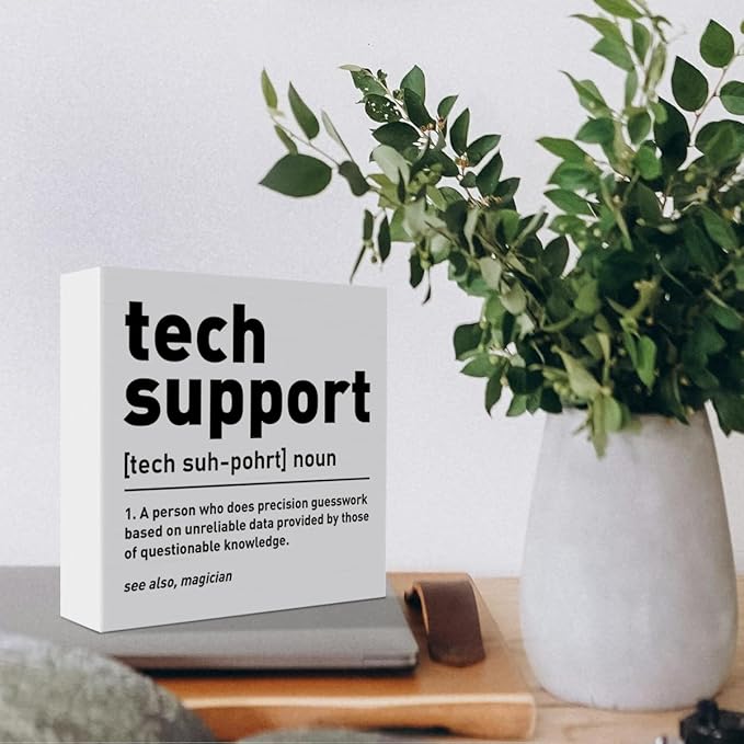 Funny Tech Support Gifts for Women Men, Christmas Birthday Gifts for It Support Engineer Computer Programmer Gifts IT Office Cubicle Desk Decor Wooden Sign, a Person Who Does Precision Guesswork