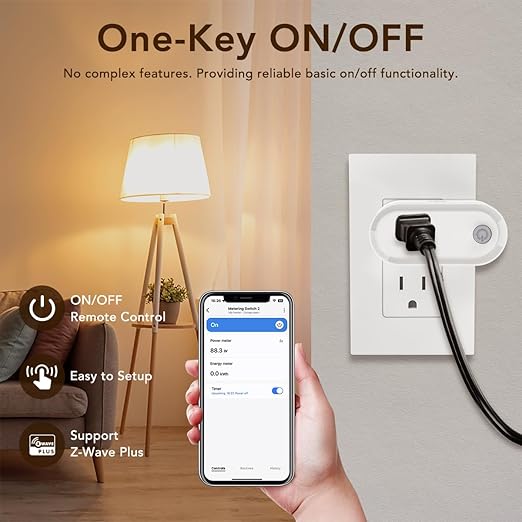 NEO Z-Wave Plus Smart Mini Plug, Compact Z-Wave Outlet for Home Automation, Works with Smartthings, Basic On/Off Function, 500 S2