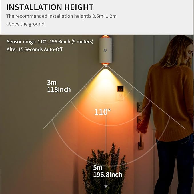 LED Motion Sensor Night Light, 7 Colors Rechargeable Battery Stair Light, Wireless Magnetic Wall Lamp, Cordless LED Wall Night Lights for Steps, Bedroom, Hallway, Courtyard, Holiday Decor, 2-Pack