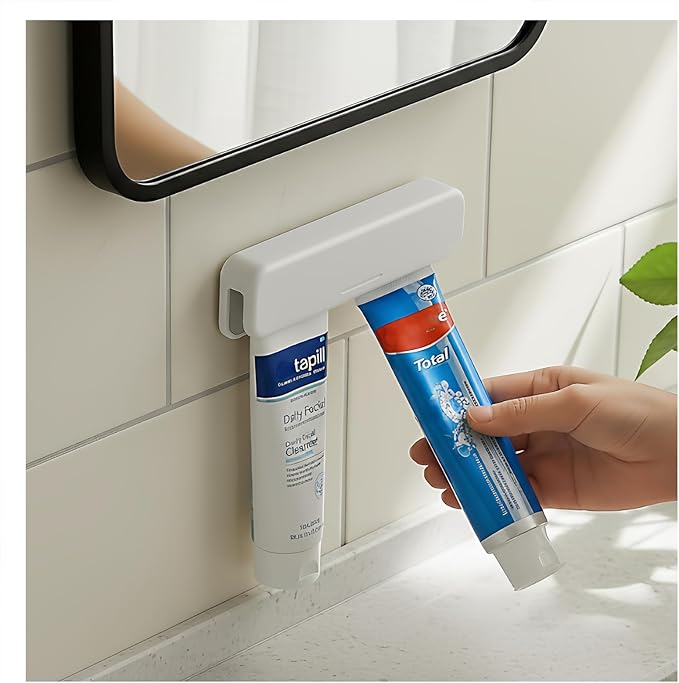 Toothpaste Holder, Toothpaste Clips, Tooth Paste Organizers Gripper for Bathrooms - Wall Mounted, White, Large, Round