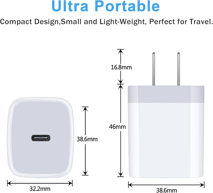 Fast Charging USB C Charger Box Phone Charger Block Wall Plug Adapter for Samsung Galaxy A17 5G/A36/A16/A54/A56/Z Fold7 6/A35/S25 Ultra/S24FE/A53/A15/A14/A13/A23,iPhone 17 Pro Max/16e/15,Pixel 10/9a/8