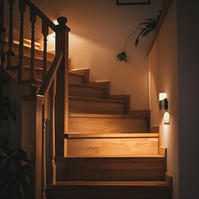 Lyridz LED Night Lights Plug into Wall with Motion Sensor, 1-150LM Dimmable Plug-in Nightlight Indoor for Bedroom, Bathroom, Hallway, Stairs, Pet House, Toilet, 2 Pack