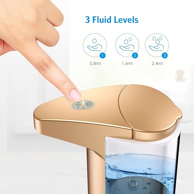 AMIR 12.5oz Touchless Automatic Soap Dispenser, Battery Operated Automatic Liquid Hand Soap Dispenser, Adjustable Volume, Water-Resistant for Kitchen and Bathroom