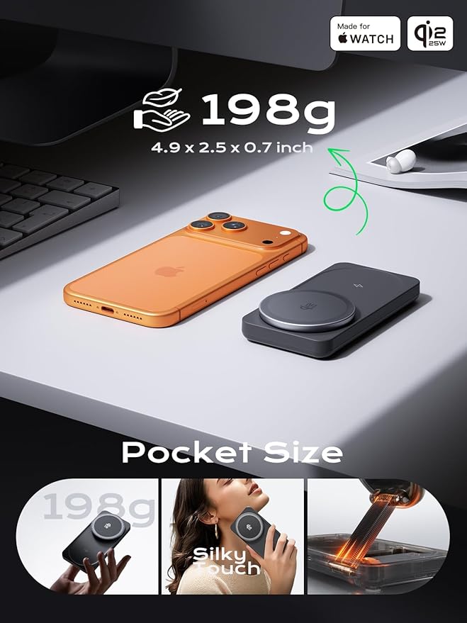 THREEKEY 3 in 1 Qi2 Charger for MagSafe, 25W Wireless Charging Station with MFi-Certified Apple Watch Module for iPhone 17/16/15/14/13/12, AirPods, Pixel 10 Pro XL, 45W Adapter