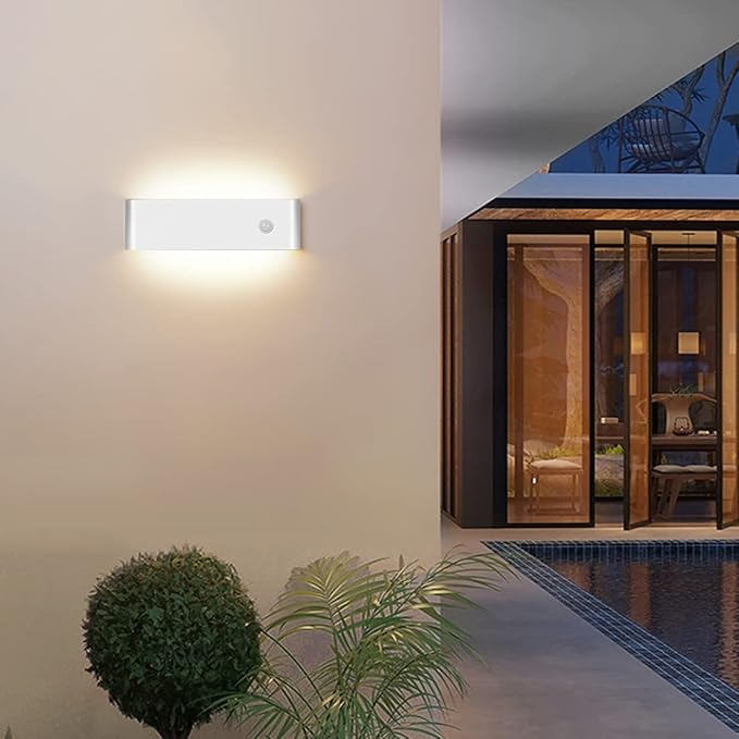 LED Hardwired Motion Sensor Light Indoor Wall Sconce, 12W Motion Sensor Wall Light Indoor Sconce Wall Aluminum Modern Wall Sconce for Living Room Hallway Stair