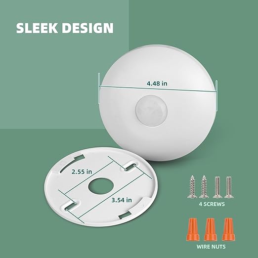 ECOELER Occupancy Ceiling Sensor Switch, 360° Passive Infrared PIR Motion Sensor, 120-277VAC, Neutral Wire Required, Automatic Commercial or Residential Lighting Solution, UL Listed, 5 Pack