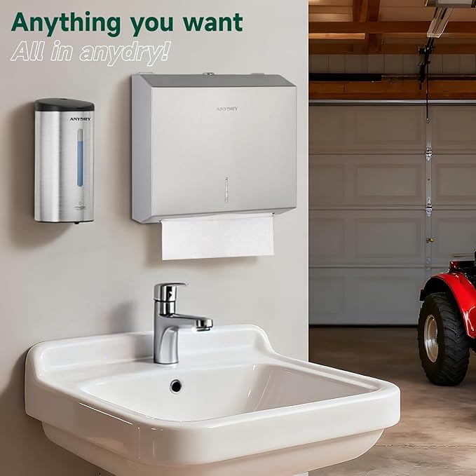 anydry Touchless Automatic Liquid Soap Dispense Wall Mount 25oz Large Capacity Stainless Steel for Commercial (Brushed)